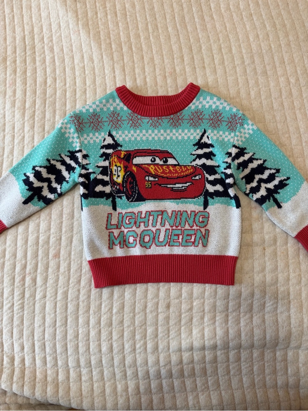 Disney Lightning McQueen Sweater - Red & Teal